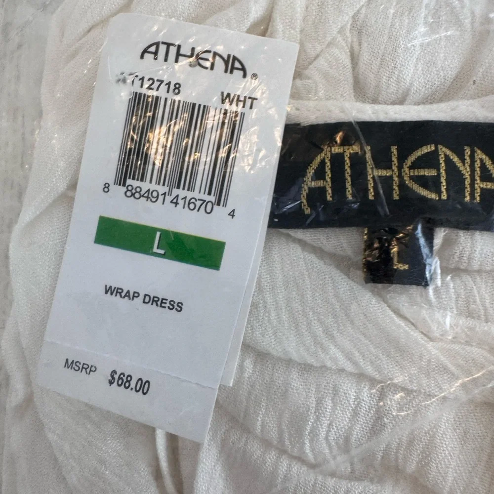 NWT-Athena White Swim Cover-Up with Deep V-Neck and Tassel Trim M - Picture 5 of 7